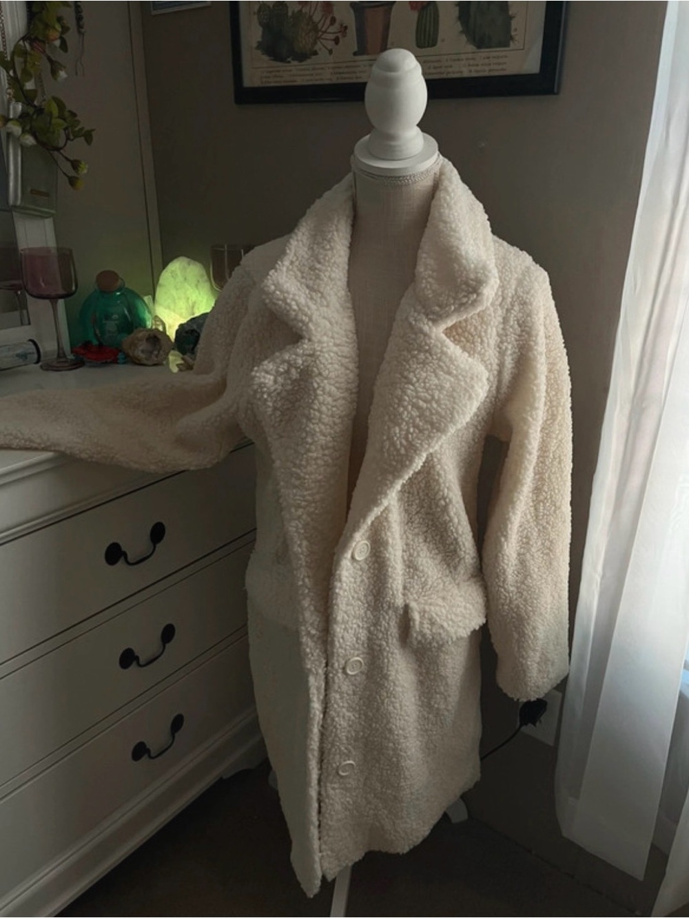 Stoosh Cream Teddy Coat - Plush Button-Front Jacket